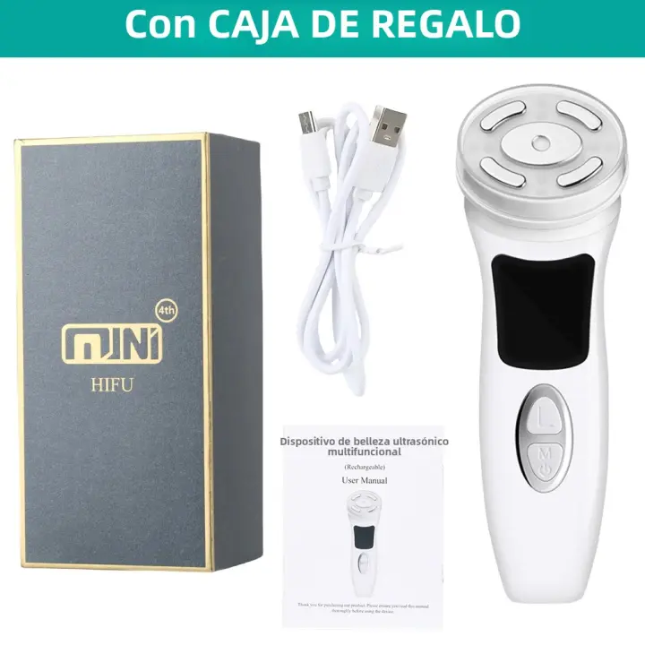Dispositivo De Belleza Para Cuidado De La Piel MINI HiFu 4.0 Recargable Con Ultrasonido LED EMS Microcorriente Pulso Facial Levantamiento USB Charger Plástico - 1