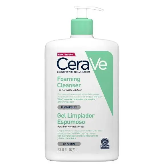 CERAVE GEL LIMPIADOR ESPUMOSO PIEL NORMAL A GRASA 1L - 1