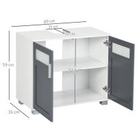 kleankin Mueble para Debajo del Lavabo Armario de Baño Bajo Lavabo con 2 Puertas de Vidrio Templado y Estante Ajustable 69x35x59 cm Blanco y Gris - details 2