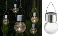 Luces solares de bola agrietada, linternas decorativas para jardín al aire libre, 5 piezas de bolas solares para jardín colgantes de vidrio roto LED blanco cálido 6 cm - details 2