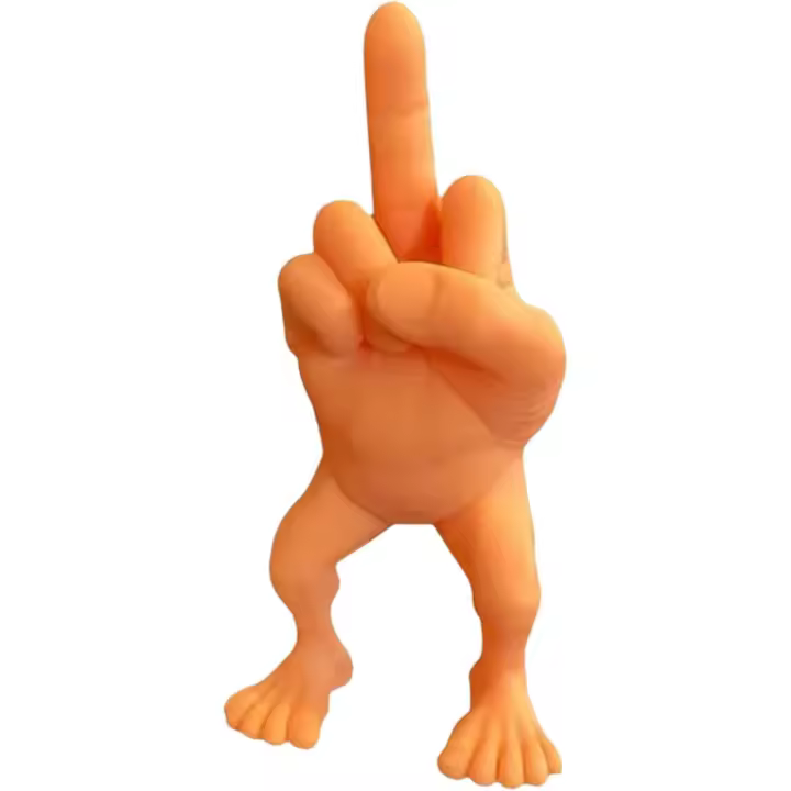 Figura divertida de dedo medio con piernas, estatua única de dedo medio, regalo de broma para decoración de escritorio (gris, 7 pulgadas) - 1