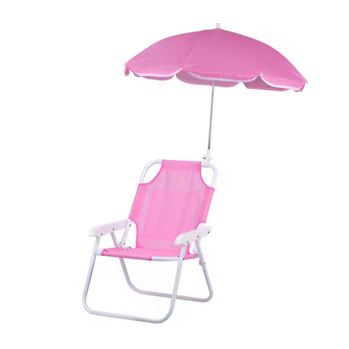 Silla plegable para niños with Sombrilla ajustable y portátil para Playa, camping y Jardín Rosa - 1
