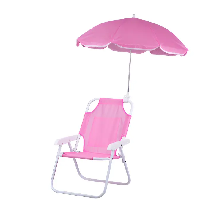 Silla plegable para niños with Sombrilla ajustable y portátil para Playa, camping y Jardín Rosa - 1