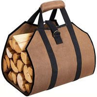 Bolsa de transporte de leña para interiores, bolsa de transporte de leña, bolsa de transporte de lona, canasta de leña portátil para chimeneas, estufas de leña, troncos, camping, - details 0