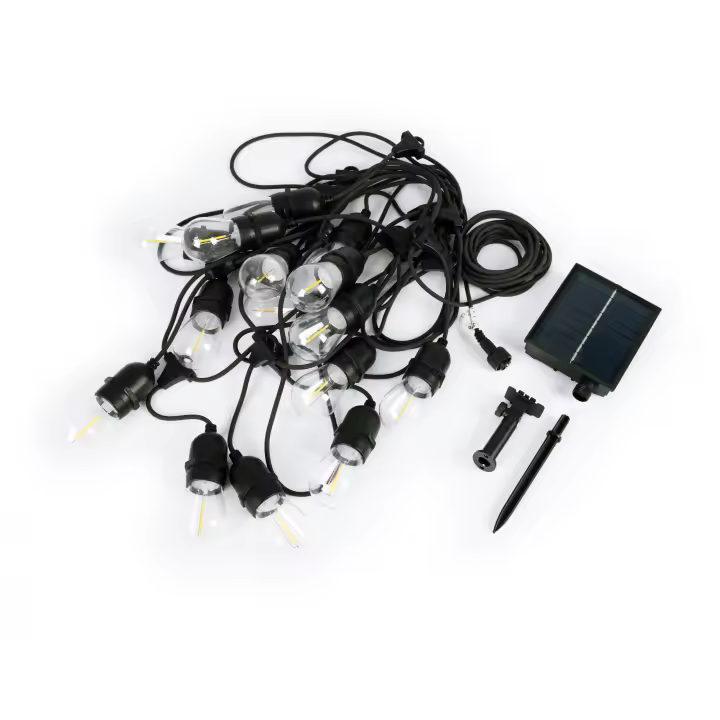 Barcelona LED Guirnalda solar exterior - 15 Bombillas LED filamento E27 - IP44 - 10 metros - 1