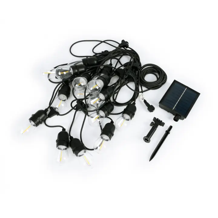 Barcelona LED Guirnalda solar exterior - 15 Bombillas LED filamento E27 - IP44 - 10 metros - 1