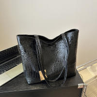 Bolso De Hombro Para Mujer Casual Fashion PU Cuero Negro Plata Oro Estilo Crocodiloid Bolso Grande Capacidad Tote Bag Ladies Hand Bags - details 16