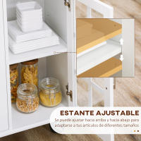 HOMCOM Carro de Cocina Isla de Cocina con Ruedas Multifuncional con 2 Cajones 3 Puertas de Vidrio Templado Toallero y Especiero 124,5x39,5x90 cm Blanco - details 5