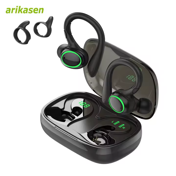 Auriculares Bluetooth Inalámbricos 5.3 Sports Con Micrófono Reducción De Ruido TWS Estéreo Alta Fidelidad Toques Sensibles Para Correr Y Estudiar Negro - 1
