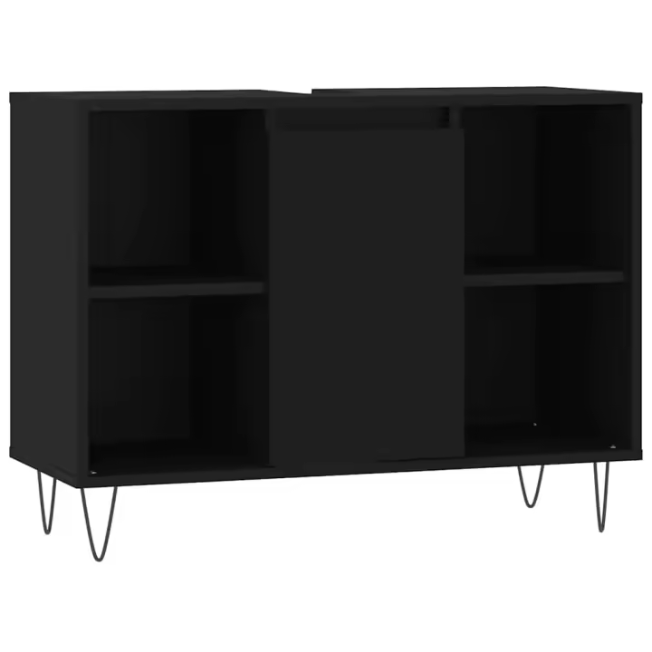 Muro de baño Madera de Ingeniería Negro 80x33x60 cm - 1