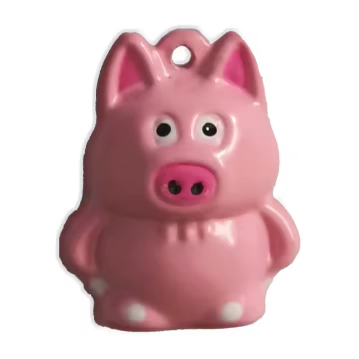 Cascabel Decorativo Metálico – Tamaño Mini – Bell – Animales Granja – Cerdo – Pig – Música para tu Ropa y Complementos – 2,0 x 2,3 cm. – Moda The Happy Patch - 1