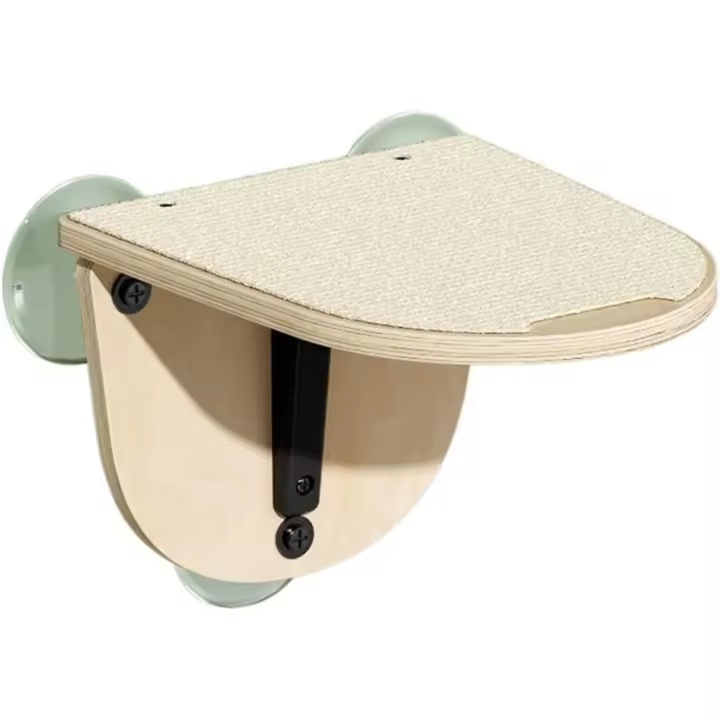 1 Plataforma de Madera, Rascador y Zona de Descanso Para Gatos, Ideal para Dormir al Sol, Trepar y Disfrutar de Vistas 360° (29 × 26,3 × 21,9 cm) Hamaca de Ventana para Gatos con Ventosas Transparentes Extra Fuertes – Torre Elevada - 1