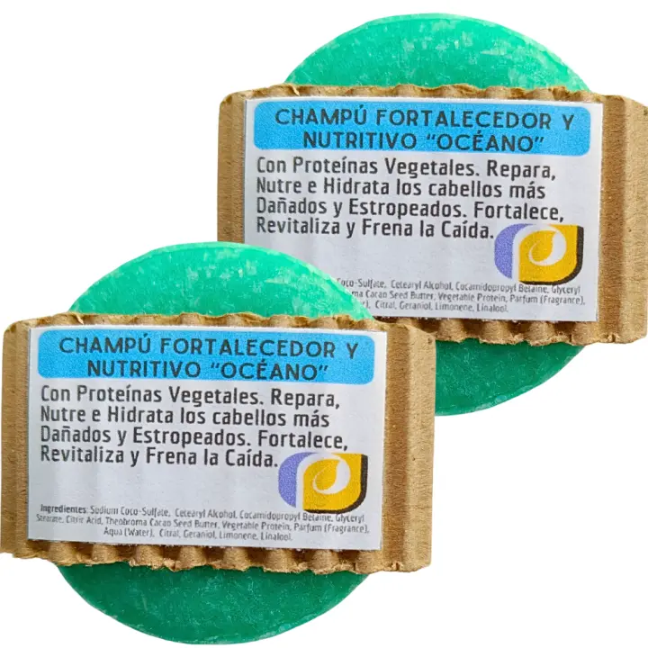 Pack 2 Champús Sólidos Fortalecedores y Nutritivos. Proteínas Vegetales. Pumarshop Cinnia Natura. Fragancia Océano - 1