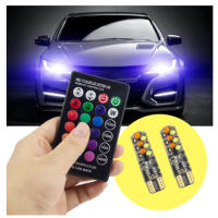 2PCS Luces De Lectura Multicolor LED RGB T10 W5W 12SMD COB Canbus Con Control Remoto Luz De Señal De Boda Flash/Estroboscopio Para Auto - details 4
