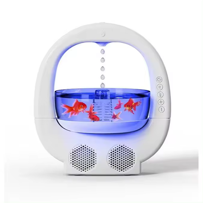 Humidificador antigravedad, Altavoz Bluetooth, Luz Ambiental, atomizador de Niebla grande para el hogar, humidificador de Aire Pequeño, Blanco (sin peces) - 1