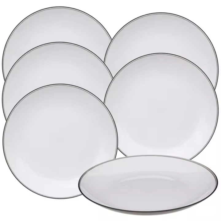 Juego de 6 Platos Llanos Irrompibles Gris para Ensaladas, Carnes y Pescados - 1