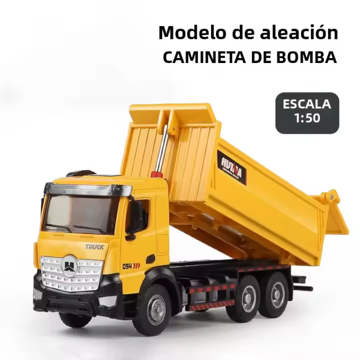 Camión Grúa Huina De Aleación 1/50 Modelo De Coche Retroductor Vehículo De Ingeniería Camión De Minas Juguete De Construcción Para Niños - 1