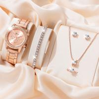 Set De 6 Piezas Reloj De Lujo Para Mujer Con Anillo Collar Y Pendientes De Strass Moda Casual Reloj De Pulsera Para Damas - details 1