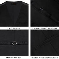 Chaleco Sin Mangas De Cuello V En Color Negro Azul Rojo Para Hombres Estilo Casual Slim Fit Vest Top Gilet Formal Business - details 1