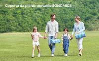 SONGMICS Manta de Picnic, 200 x 200 cm, 4 Pinzas a Prueba de Viento, Colchoneta Grande para Camping, Parque, Jardín, Playa, Fundo Impermeable, Plegable y Portátil, Verde y Blanco/Verde y Azul - details 0