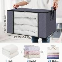 3-Pack Large Capacity Foldable Fabric Storage Bins - Ideal for Bedding, Clothes, Pillows, Quilts - Perfect for Home, Bedroom, Dorm, Spa Wardrobes - Grey Woven Material, No Electricity Needed - details 7