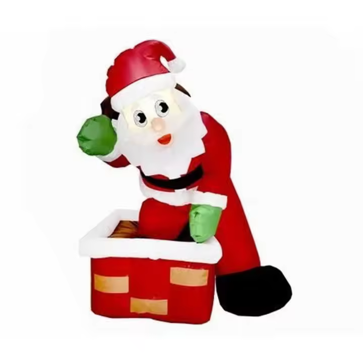 Gerimport Inflable Hinchable Papá Noel Santa Claus con Chimenea 2 Leds 120 Cm - Decoración Navideña - 1