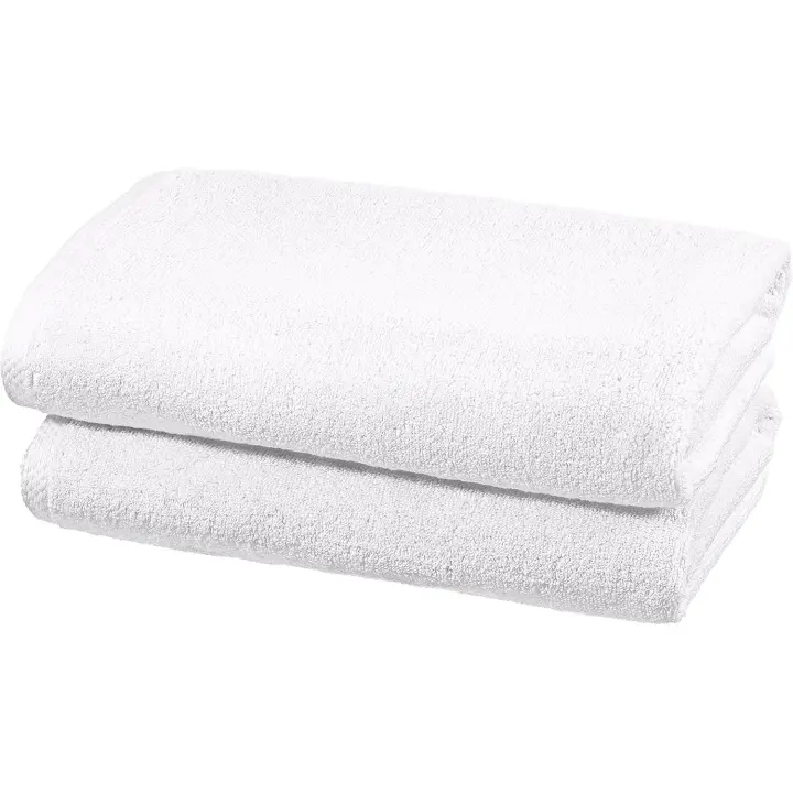 -Paquete de 2 Toallas de baño, abrorbentes, de secados, 100% Algodón, (70x140 cm), Blanco - 1