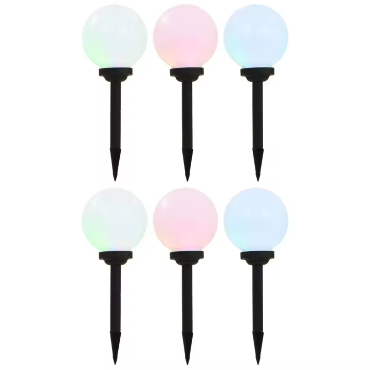vidaXL Lámparas solares esféricas de exterior 6 uds LED RGB 20 cm - 1
