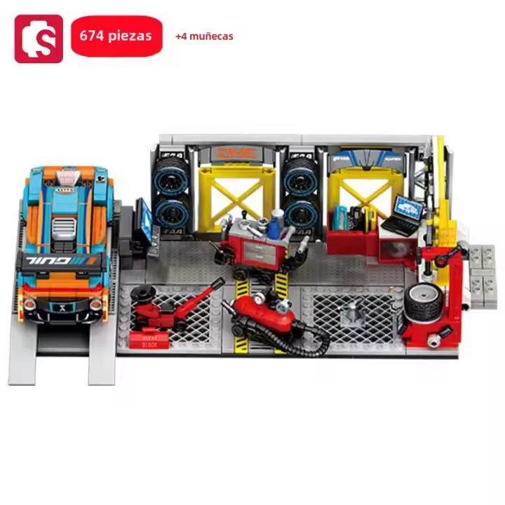 SEMBO 674pcs Kit De Bloques De Construcción Para Vehículos De Carreras Escena De Garage Juguetes Para Niños Niños Hombres Regalos Bloques De Ciudades Deportivas Para Jóvenes De 6 a 12 Años - 1