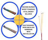 SusggO Pack 2 Piezas Quemador de Incienso Madera – Incensario Portatil – Porta Incienso Varilla Recogedor – Soporte Incienso - Incensario Madera – Meditacion Yoga Aromaterapia Ambientador (Chakras) - details 2