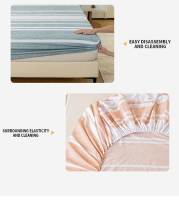 Juego De Sábanas Fitted Con Estampado Rayado De 3 Piezas - Lujosamente Suaves Y Transpirables - Incluye 1 Sábana Fitted Y 2 Fundas Para Almohadas Para Un Sueño Cómodo - details 7