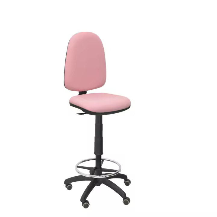 Piqueras Y Crespo Taburete Ergonómico Bali Rosa Pálido con Ruedas de Parqué - 1