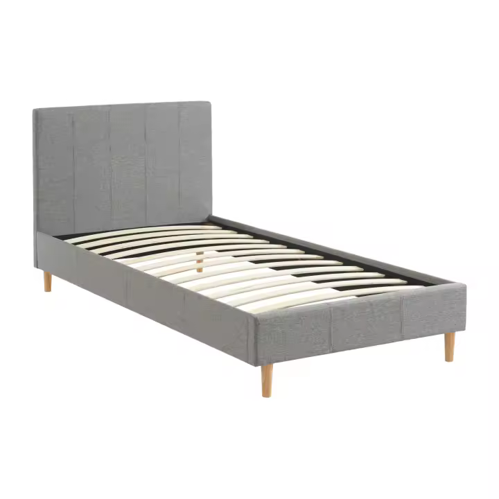Cama con somier y cabecero 90cm, acabado en tela - 1