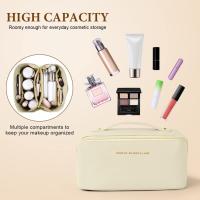 1-4 Uds Bolsa de Cosméticos de Viaje de Gran Capacidad, Bolsa de Maquillaje de PU, Bolsa de Lavado de Viaje Multifuncional y Portátil de Viaje con Asa y Cremallera, para Viajes, Baño - details 3