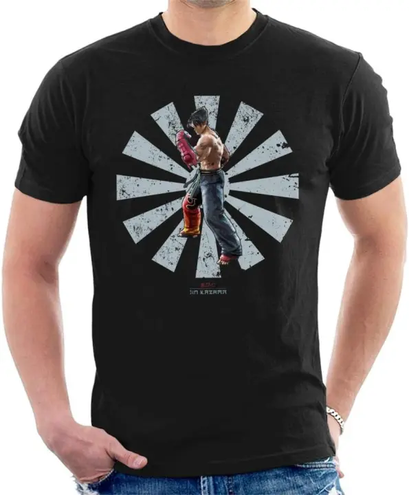 Jin Kazama camiseta Retro japonesa Tekken para hombre - 1