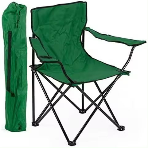Silla Plegable para Camping, Pesca y Playa Portátil con Reposabrazos Portavasos y Bolsa de Transporte Resistente y Cómoda 50x50x80cm - 1