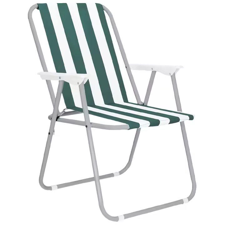 TIENDA EURASIA® Silla de Playa Plegable con Reposabrazos, Estructura de Acero Resistente, Asiento de Lona Impermeable, Estampado a Rayas, 75 x 53 x 43 cm, Ideal para Playa o Camping - 1