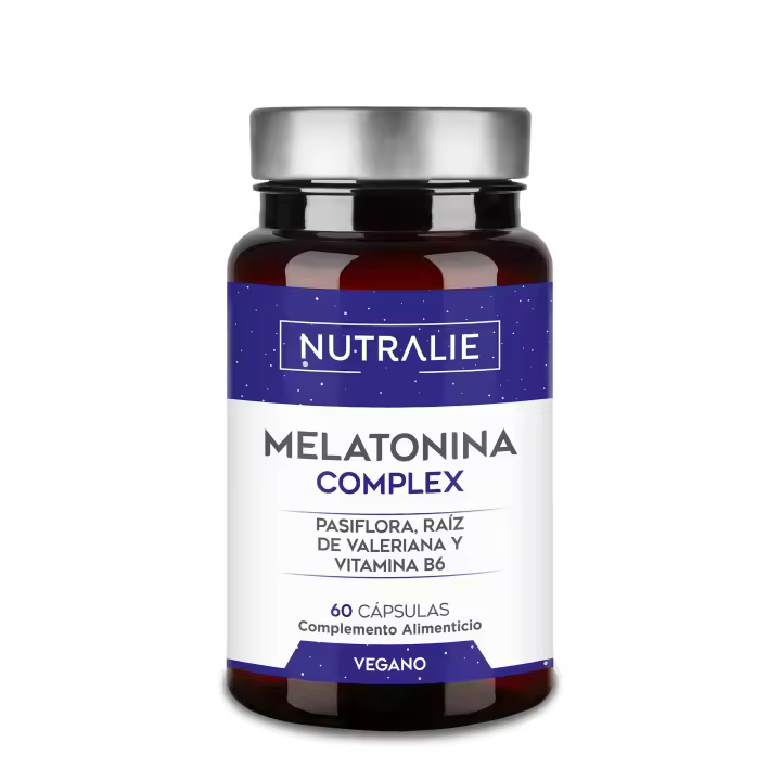 Melatonina 1,8mg Complex -  Conciliar Sueño y Jet Lag - Valeriana + Pasiflora + Vit B6  - 60 Cápsulas Veganas Melatonin Complex Nutralie - 1