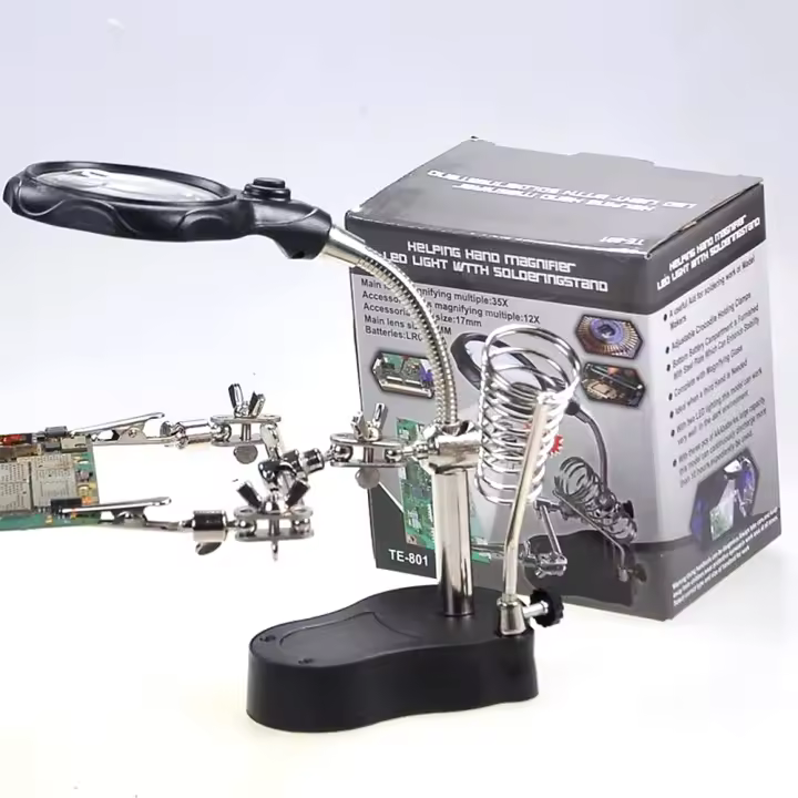 TE-801 Clip Auxiliar De Soldadura Con Aumento Magnificador Herramienta De Soporte Para Placa De Circuito Electrónico Y Soldador - 1