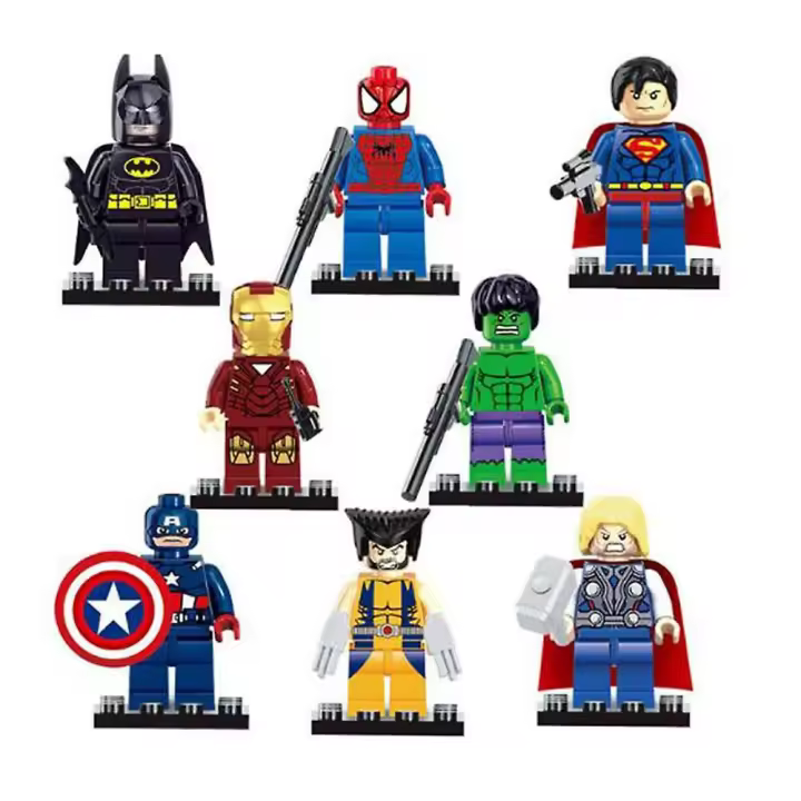 8 unids/set vengadores héroe serie minifiguras kit de bloques de construcción mini figuras de acción juguetes regalos para niños - 1