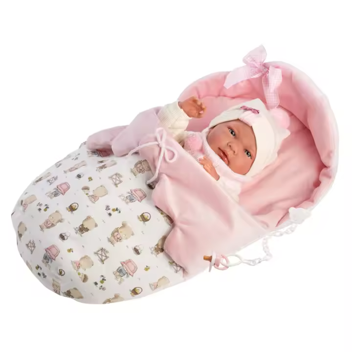 Muñeca recien nacida Nica con cuerpo de vinilo, chupete y saquito 40 cm (Llorens 73884) - 1
