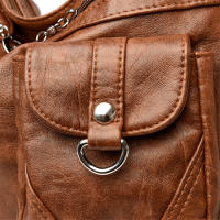 Mochila Vintage De Cuero Sintético Para Mujer Diseñadora 3 En 1 2024 Bolso De Escuela Viaje Mochila Para Damas - details 14