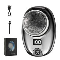 Afeitadora Eléctrica Portátil USB Recargable Mini Afeitado Electrónico Impermeable Con Pantalla LED Inteligente Para Hombre - details 9