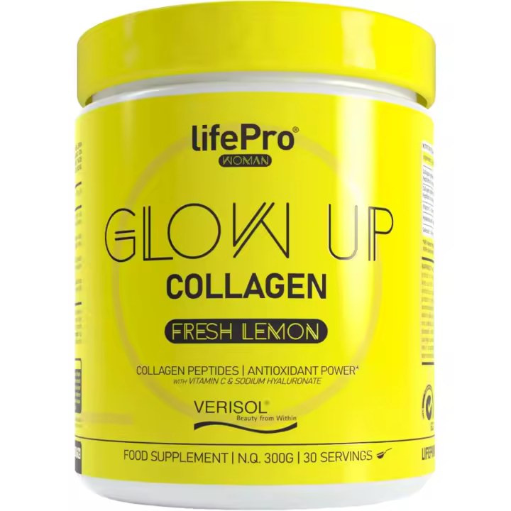 LIFE PRO NUTRITION COLLAGEN GLOW UP 300G | Péptidos de colágeno | Crecimiento con Colágeno Acido Hialurónico, Evita Caída del Cabello, Tratamiento Piel y Uñas con Verisol, Vitaminas para el Cabello Glow Up Beauty, Colageno Hidrolizado Puro - 1