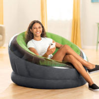 INTEX - Sillón hinchable Empire, Mide 112x109x69 cm, Verde lima, Para interior y exterior, Base reforzada, Fácil de hinchar, Máx. 100 kg, Flocado y PVC - details 1