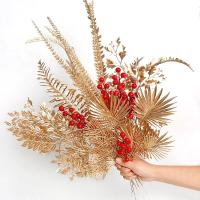1/3/5Pcs Bouquet De Flores Artificiales Doradas Para Decoración De Hogar Navidad Año Nuevo Fiesta De Cumpleaños DIY Adornos Para Vaso Accesorio De Plantas - details 0