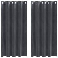 Cortinas Blackout de vidaXL con ojales 2 pcs de terciopelo gris claro - details 1