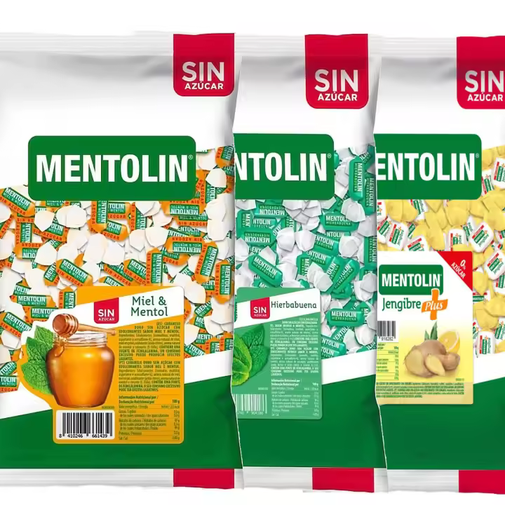 MENTOLIN PACK 3 Kg caramelos sin azúcar duros Miel Mentol & Hierbabuena & Plus Jengibre - 1