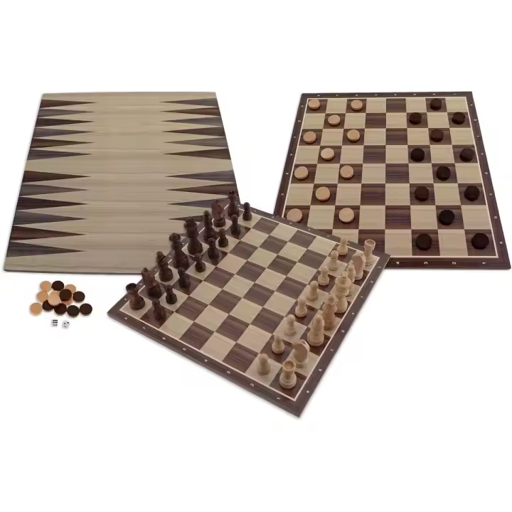 JUEGOS DE MESA,ajedrez, damas y blackgammon, COD805371 de madera FSC 100% que proviene de bosques gestionados de madera sostenible y con un minimo uso de plasticos. Juegos para toda la familia y de alta durabilidad. Fomentando el ingenio y la intelegencia - 1