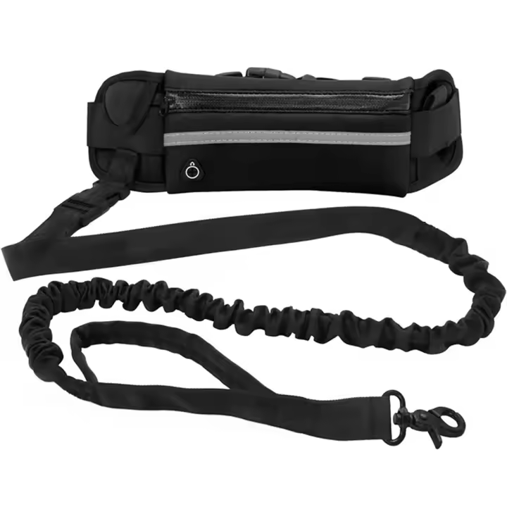 Correa Para Perro Sin Manos Con Bolso De Cinturón Reflectante Y Elástica Retráctil Para Correr Y Caminar Ropa De Seguridad Para Mascotas - 1